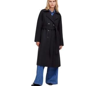 NWT Madewell Double Breasted Trench Coat True Black NS389 Size S